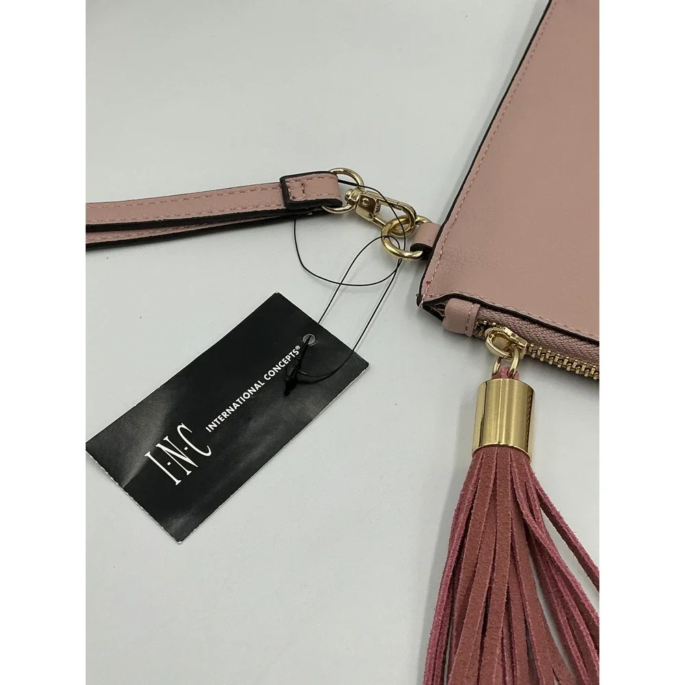 INC‎ International Concepts Wristlet Clutch OS Millennial Pink Tassel 100022242
